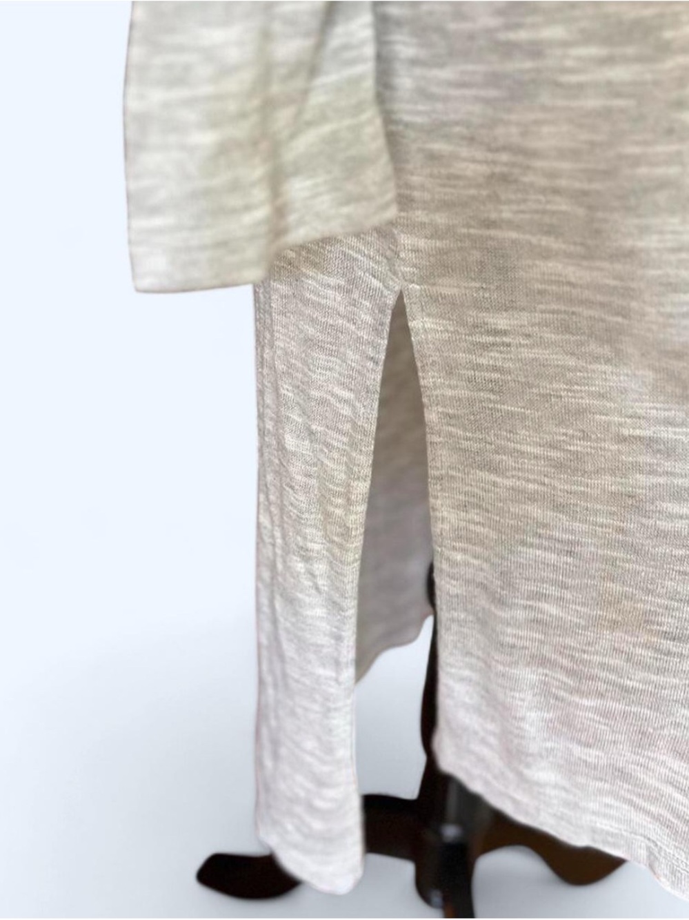 Halston Grey Tan Long Maxi Cardigan Duster Lightweight Minimalist S - Picture 3 of 9
